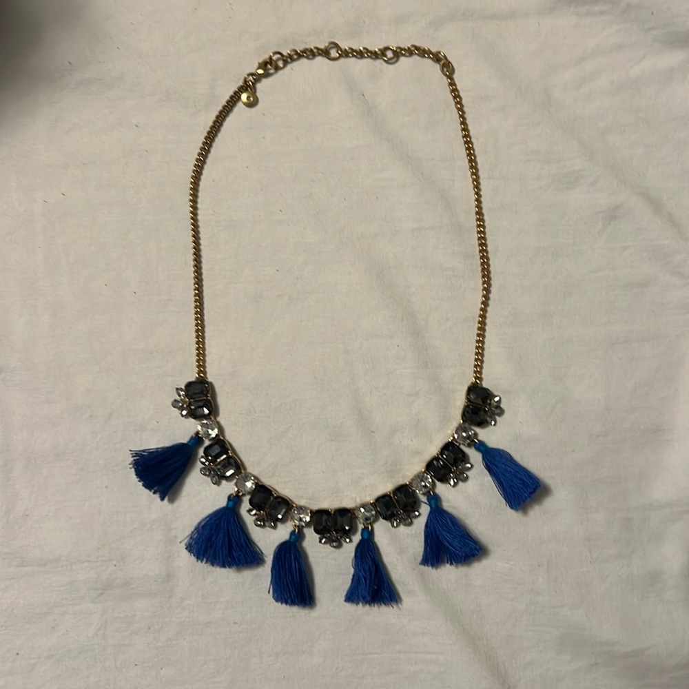 J crew chunky blue tassel necklace 2010’s